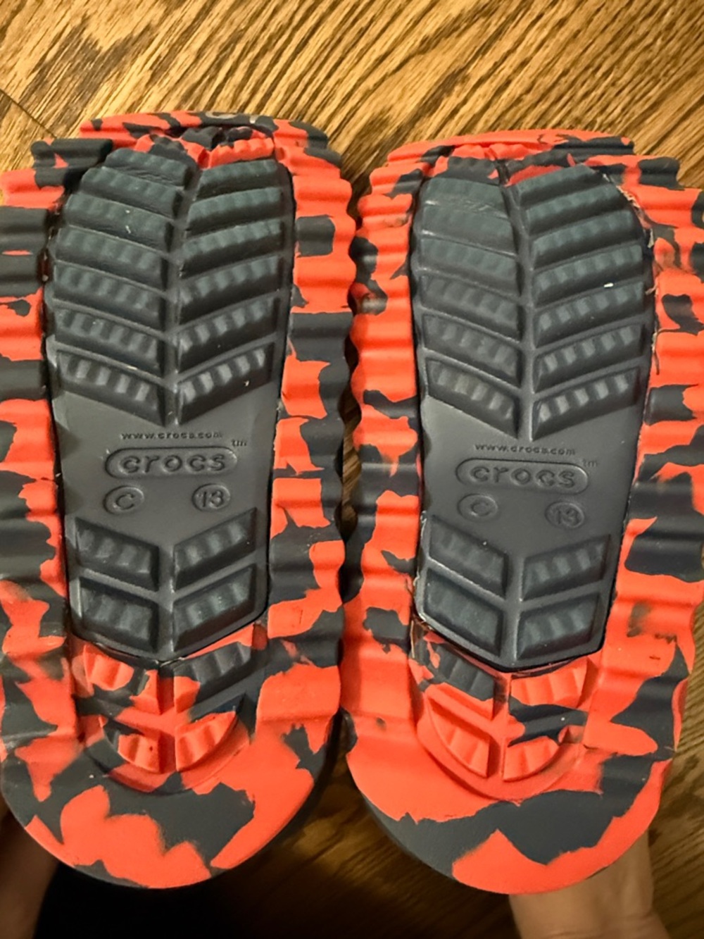 CROCS Navy Puffer Winter Boots with Red Sole Accents Size 13c - Picture 7 of 7
